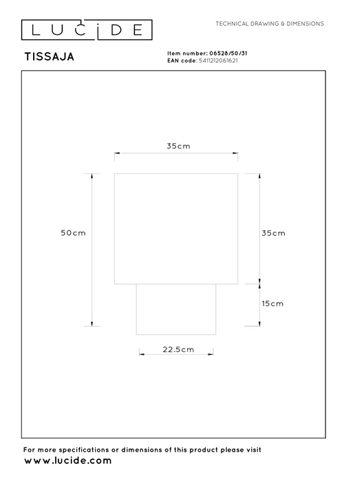 Lucide TISSAJA - Tischlampe - Ø 35 cm - 1xE27 - Weiß | Essential - technisch